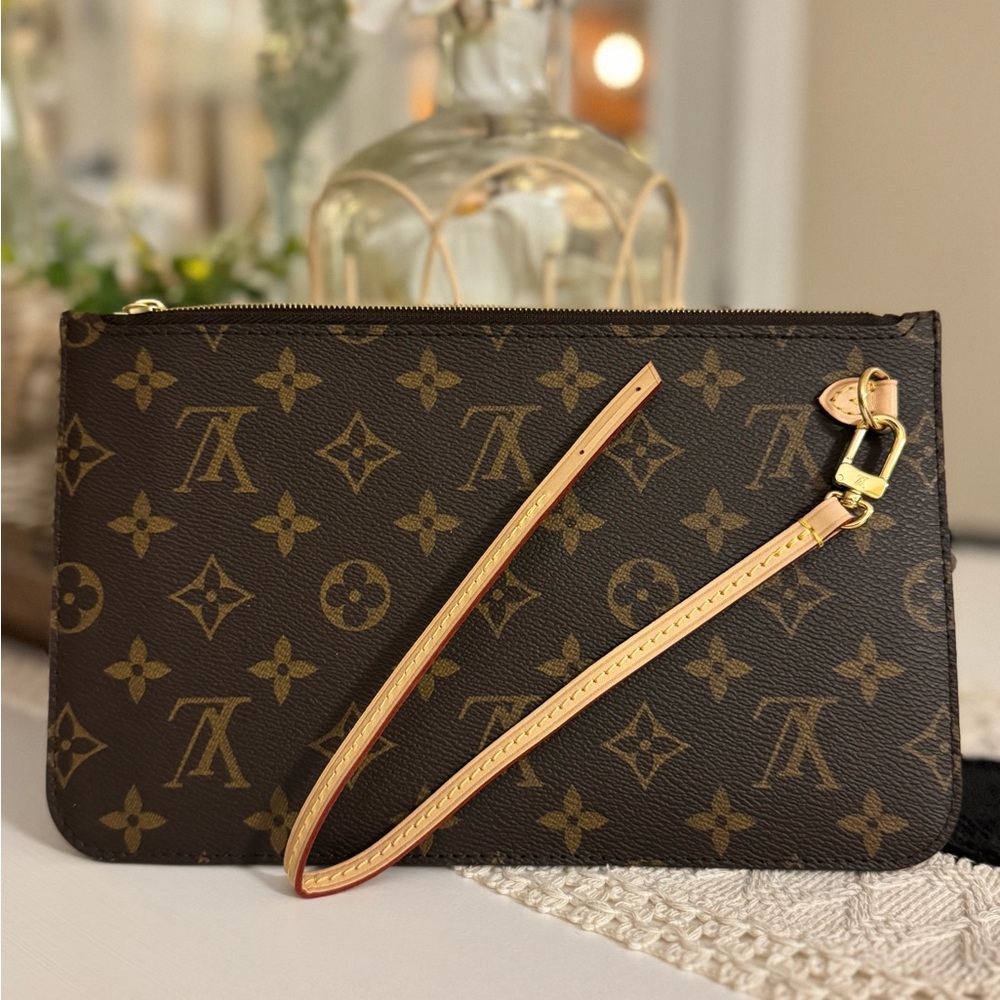 Louis Vuitton Brown Monogram Clutch with Wrist Strap